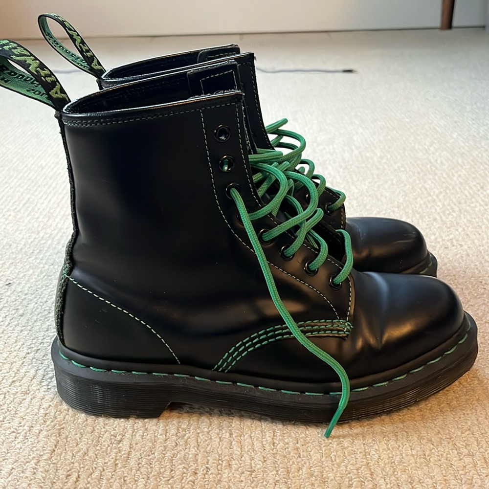 Dr Martens green and black boots